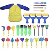 YallFairy Washable Paint Brushes Set for Toddler Kids Early Learning Toys Finger Paints sponges Art Supplies Gifts -nontoxic-100% Baby Safe