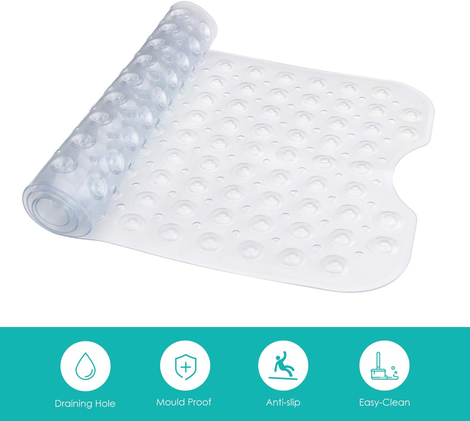 WELTRXE Bath Mats Non Slip Extra Long Bathtub Mat Anti Slip Shower Mat, Anti-Mould PVC Bathroom Mat with 200 Suction Cups - Image 3