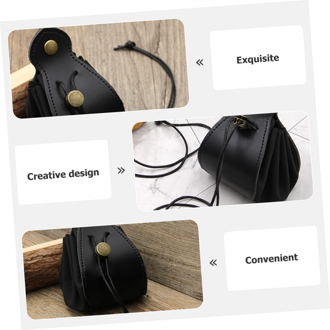 YARNOW 4 Pezzi Custodia Per Dadi Segnale Custodia Per Dadi Nera Viaggio Piccolo Buste Polvere Marsupio Gioco Sacchetto Di Perline Di Gioco Compatto Vassoio Pelle