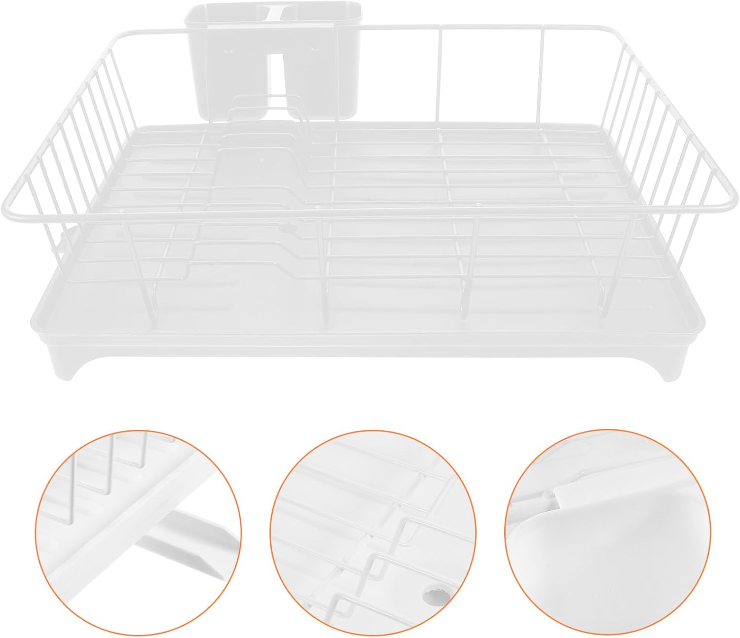 Space-Saving Draining Dish Rack with Utensil Holder and Water Drainboard Large Capacity Kitchen Sink Drying Organizer for Plates Bowls Cutlery Countertop Dish Drying Rack to Keep