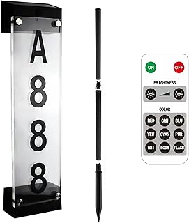 Solar Lighted Address Sign, House Numbers for Outside Solar Powered Led Illuminated Address Plaques with Stakes, 7-Color Outdoor Address Number for Home Street Yard