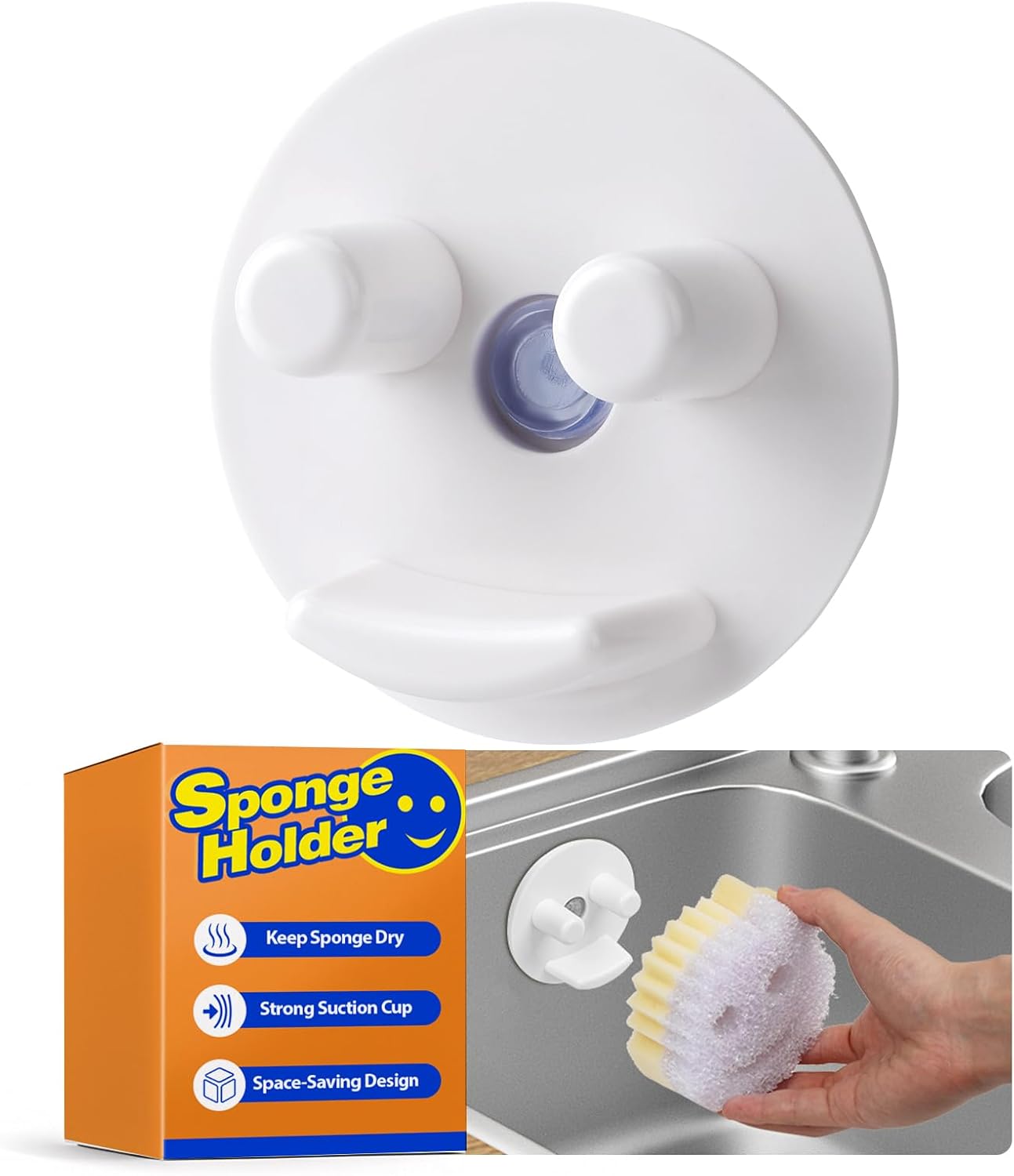 Discount Parts Direct Sponge Holder For Scrub Daddy Mommy Sponge, Bathroom Kitchen Sink Caddy Organizer Storage with Suction Cup, Dishwasher Safe, Keep Sponge Dry, White 1-pack white 1 pack