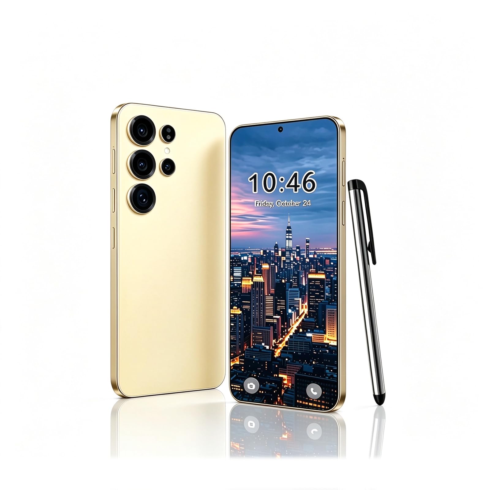 Unlocked Phone C25 Ultra 6.5" FHD,Android 14 Smart Phone,Gold