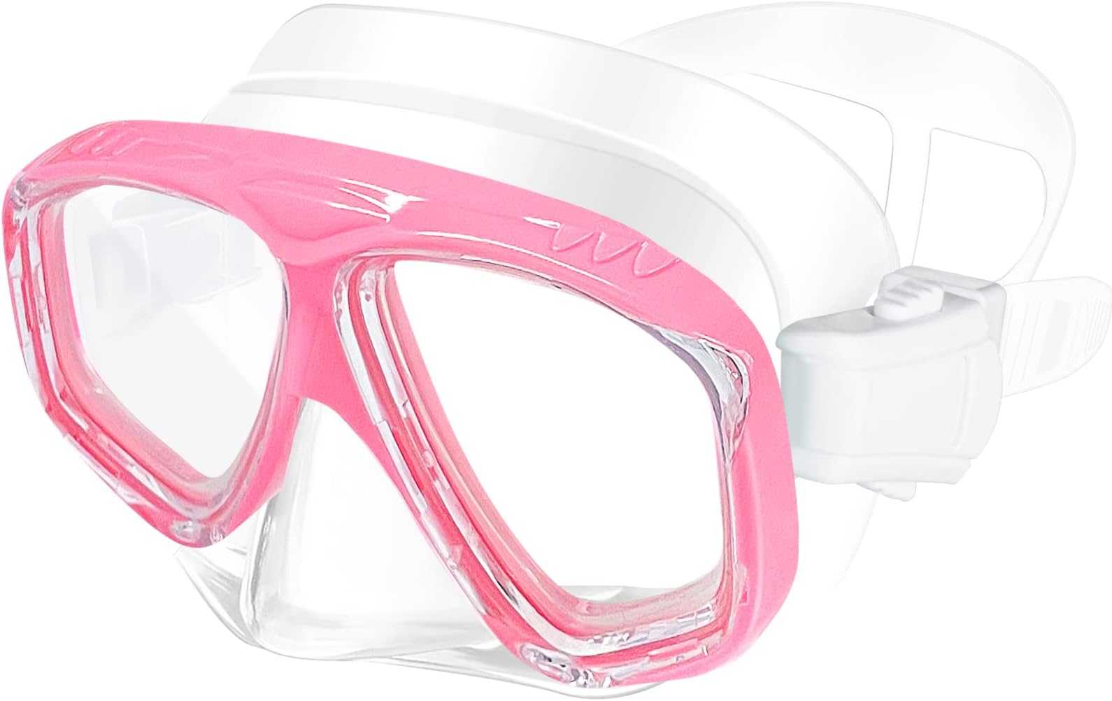 XDX Kids Goggles for Swimming 5-15, Anti-Fog Kids Diving Mask with 180° Clear View, Swim Goggles for Boys and Girls, Snorkel Mask for Youth with Nose Cover for Swimming, Diving, Snorkeling(Pink)