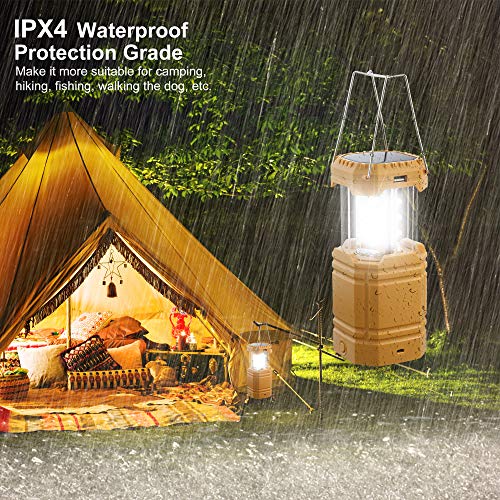 ROCAM Camping Lantern Flashlight,Solar Outdoor Camping Light Emergency Waterproof Bright Light,Solar Charge,3000mAh Power,Hand Crank Charge,Suitable for Camping, Hiking,Tent,Fishing, Home