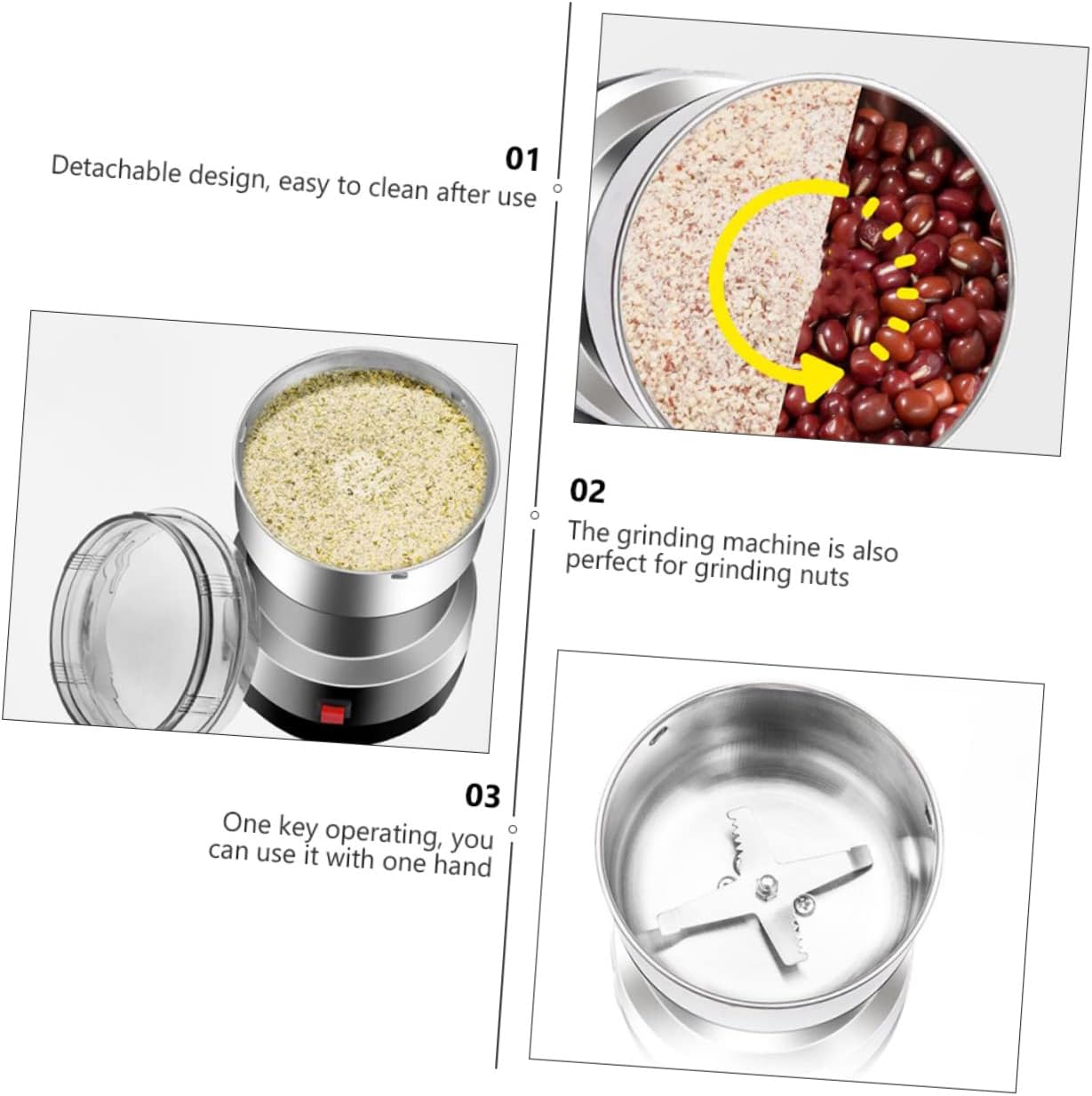 Electric Powder Grinding Machine Miller for Spice and Beans Ergonomic Design with Transparent Cover for Easy Operation for Home Use Voltage