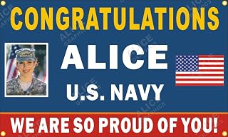 28" X 46" Custom Personalized Congratulations US Navy (Boot Camp Graduation) Vinyl Banner Sign - Add Your Photo/Logo