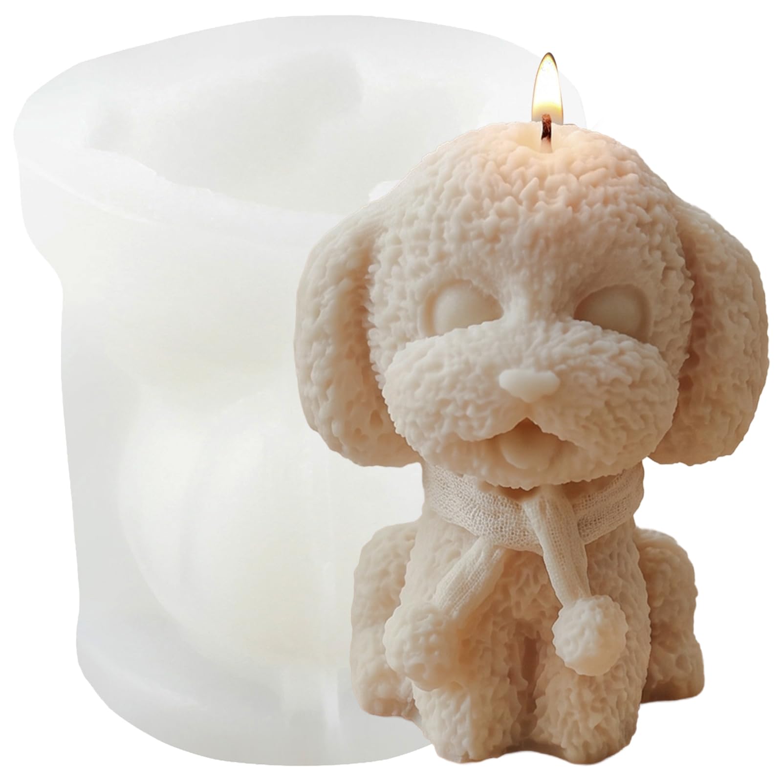 XIAOSHUI Dog Candle Mould Teddy Dog Candle Moulds Dog Silicone Candle Moulds Dogs Resin Casting Mould for Candles Making Candle Home Decorate Moulds Aromatherapy Gypsum Candles Clay Craft