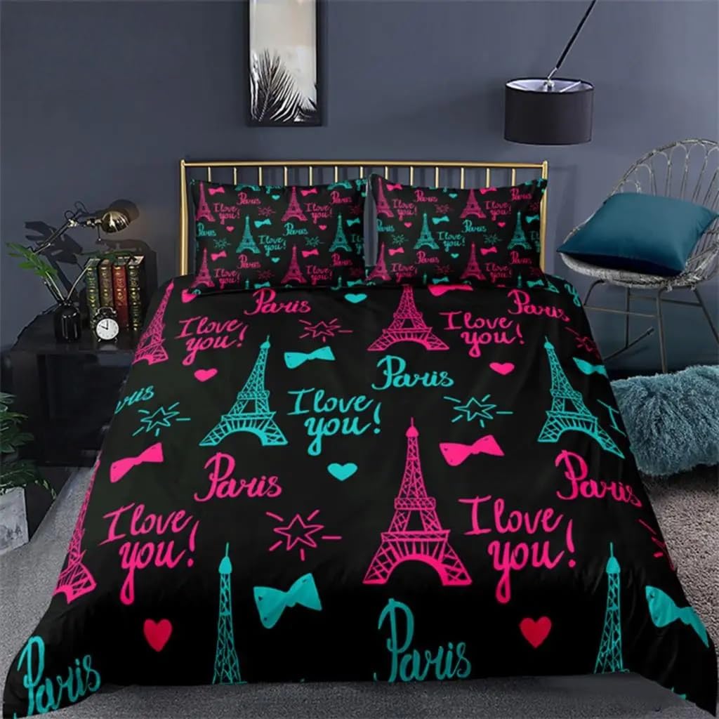 Housse de couette avec mots romantiques pour cadeau de couple Saint-Valentin