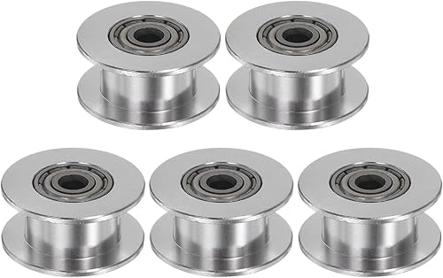 Miniatura 9 de HARFINGTON 5pcs 2GT Polea tensora 0.197 in diámetro 0.709 in diámetro correa dentada de aluminio sin dientes para 0.433 in ancho cinturón 3D Negro