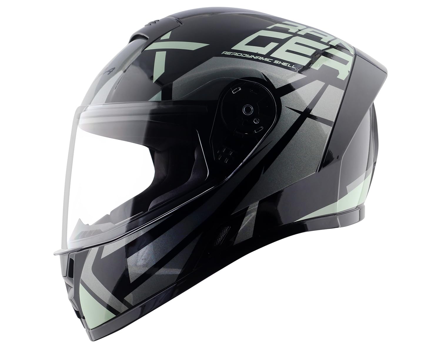 Vega Ranger Revenge ISI Certified Matte Finish Full Face Helmet for Men with Clear Visor-Dull Black Grey-L