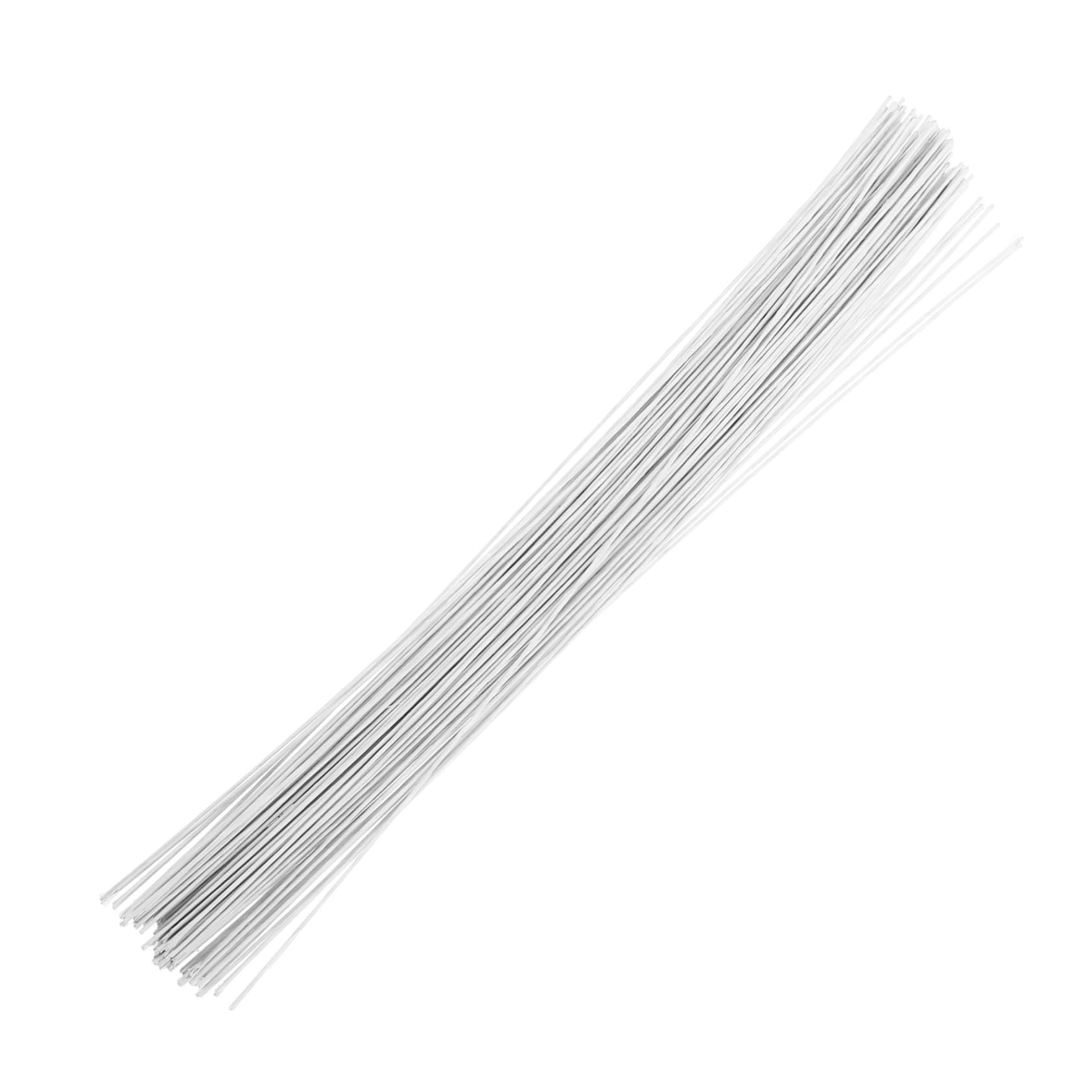 NUOBESTY 100pcs Floral Wire Stems for Flower Arranging White for Bouquets DIY Floral Creations