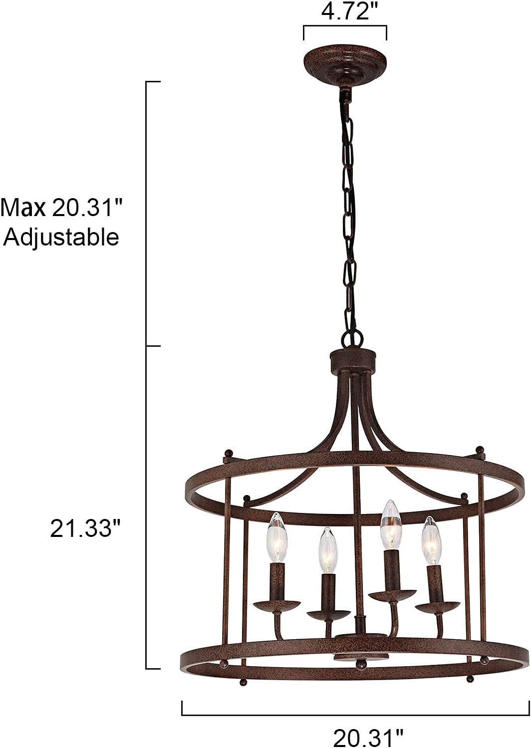 Black Friday Clearance GOMUNIN Farmhouse Chandelier Retro Pendant Light Drum Chandelier Kitchen Island Hanging Light, for Dining Room,Foyer, Entryway,Stairway,4 Lights