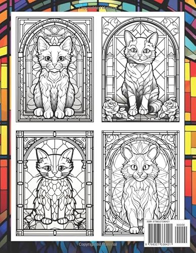 Cats Stained Glass Coloring Book: Cats Stained Glass Coloring Page, Whimsical Feline Designs for Art