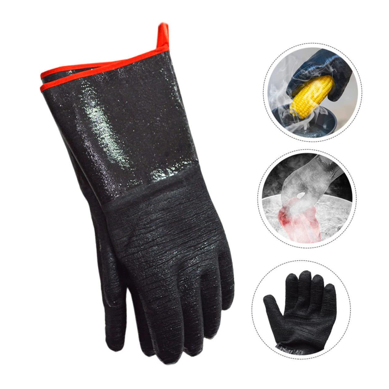Guanti da Forno in Neoprene Neri 1 Paio Resistenti al Calore