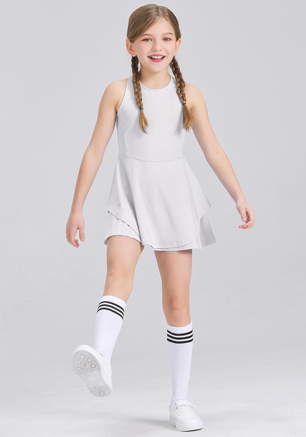 Kids Girls Tennis Golf Dress Outfit Sleeveless Dress with Shorts Pockets 2 Piece Sport Athletic Sets - Image 4