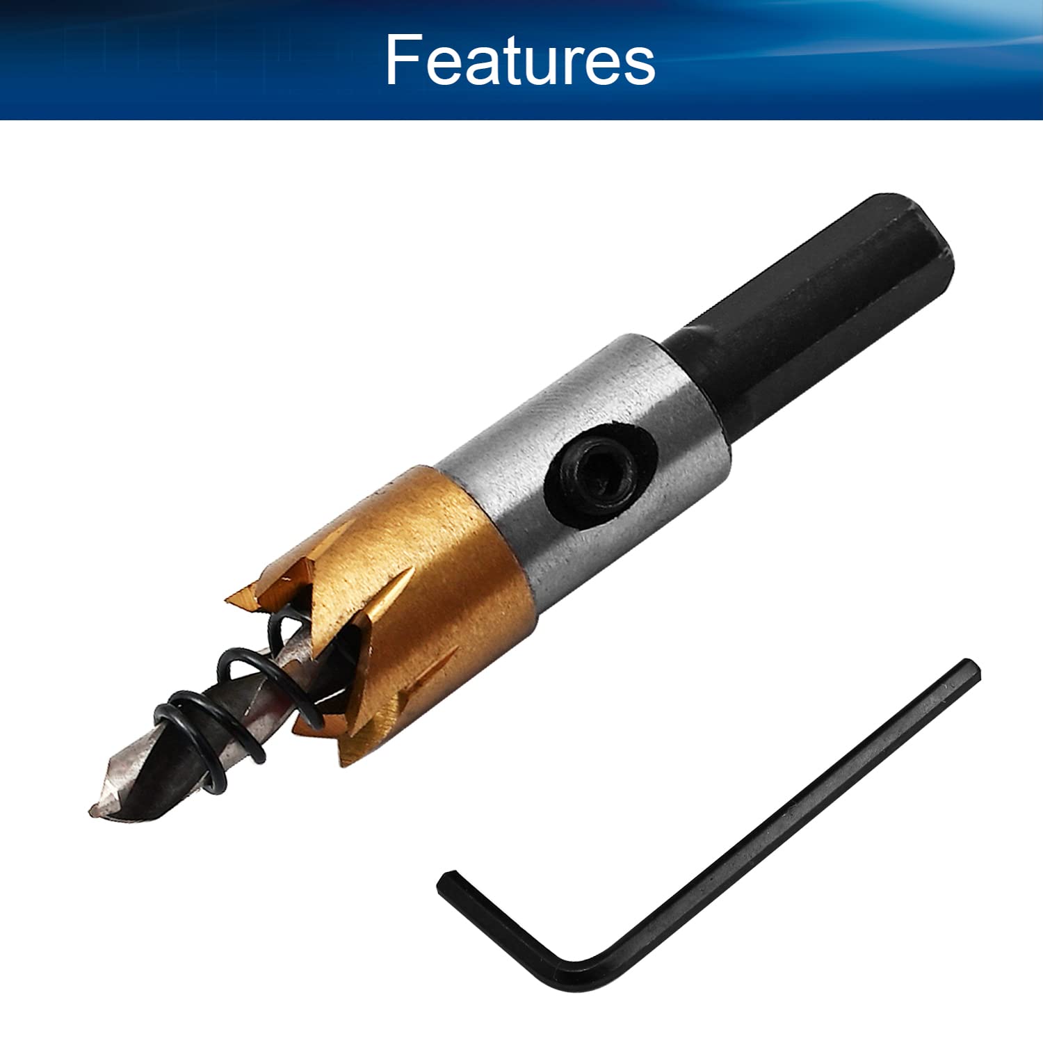 Auniwaig 13mm Dia HSS Hole Saw,70mm Length Hole Cutter Tool for Metal Alloy Wood Plastic Drywall Golden 2pcs
