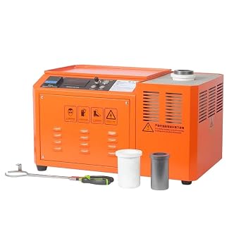High Temperature Gold Melting Machine 3500W, 2KG Medium Frequency Gold Melting Furnace, Maximum Temperature 1450C, Melting time 4-6 Minutes, Suitable for Metal, Gold, Silver