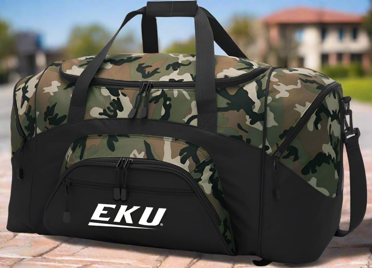 Eastern Kentucky Camo Duffle Bag Suitcase or Gym Gear Bag Deluxe EKU Duffle Bag (Camo)