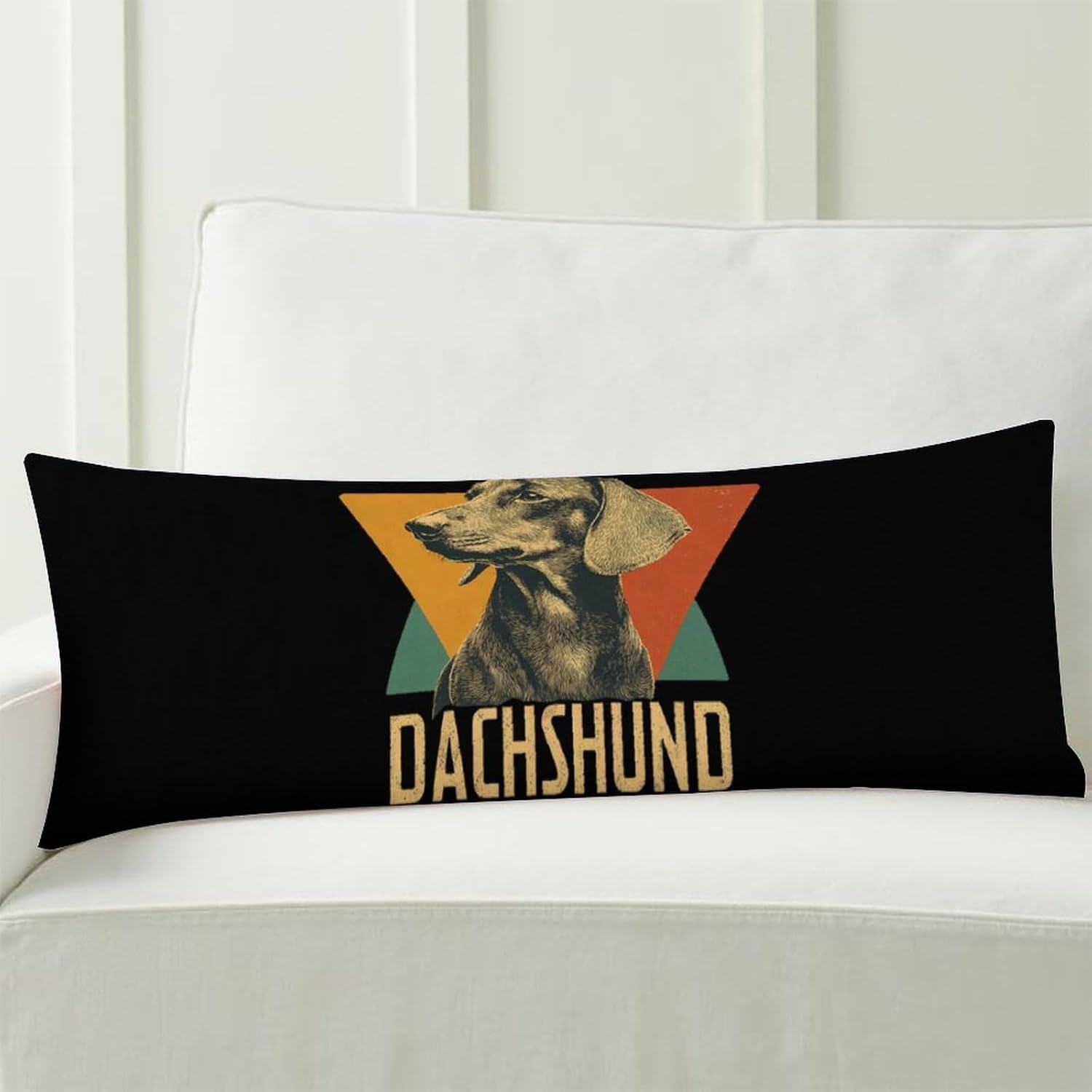 Vintage Dachshund Dog Body Pillow Cover Long Cushion 18.9x53.1 Inch | pillowcase,bed decor,farmhouse,sofa