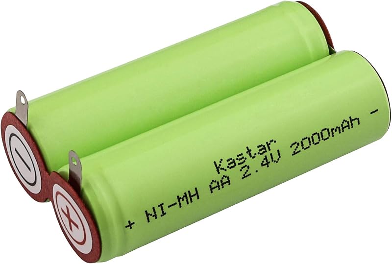 Bateria recarregável Kastar NiMH para barbeador, AA, 2,4 V, 2000 mAh, com abas para solda