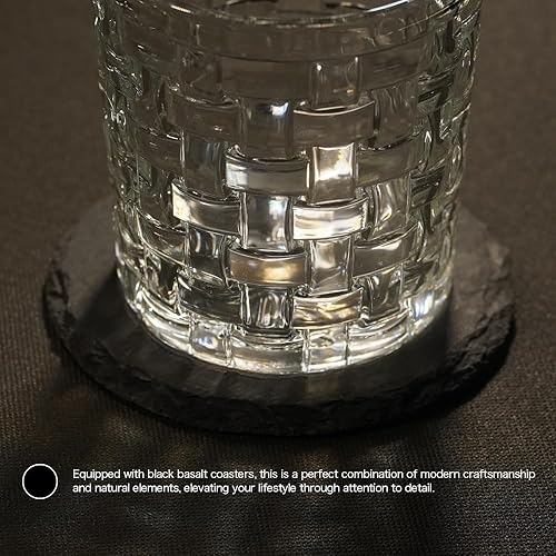 Miniatura 2 de Vaso de whisky irregular (con posavasos Black Stone) 9.8 onzas (aproximadamente 9.8 fl oz)whisky escocéswhiskyronbebidas de cóctel de whiskypara
