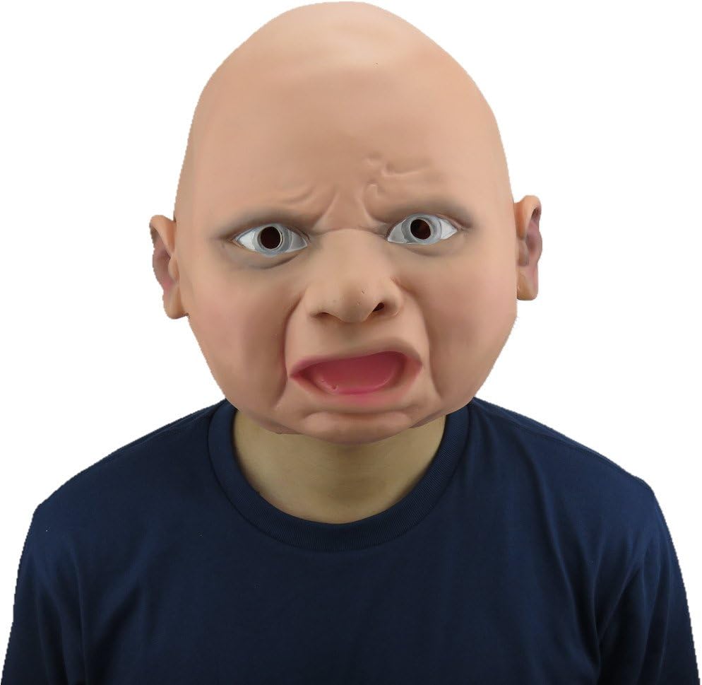 Runytek Latex Novelty Halloween Costume Head Mask Baby Face (Angry)