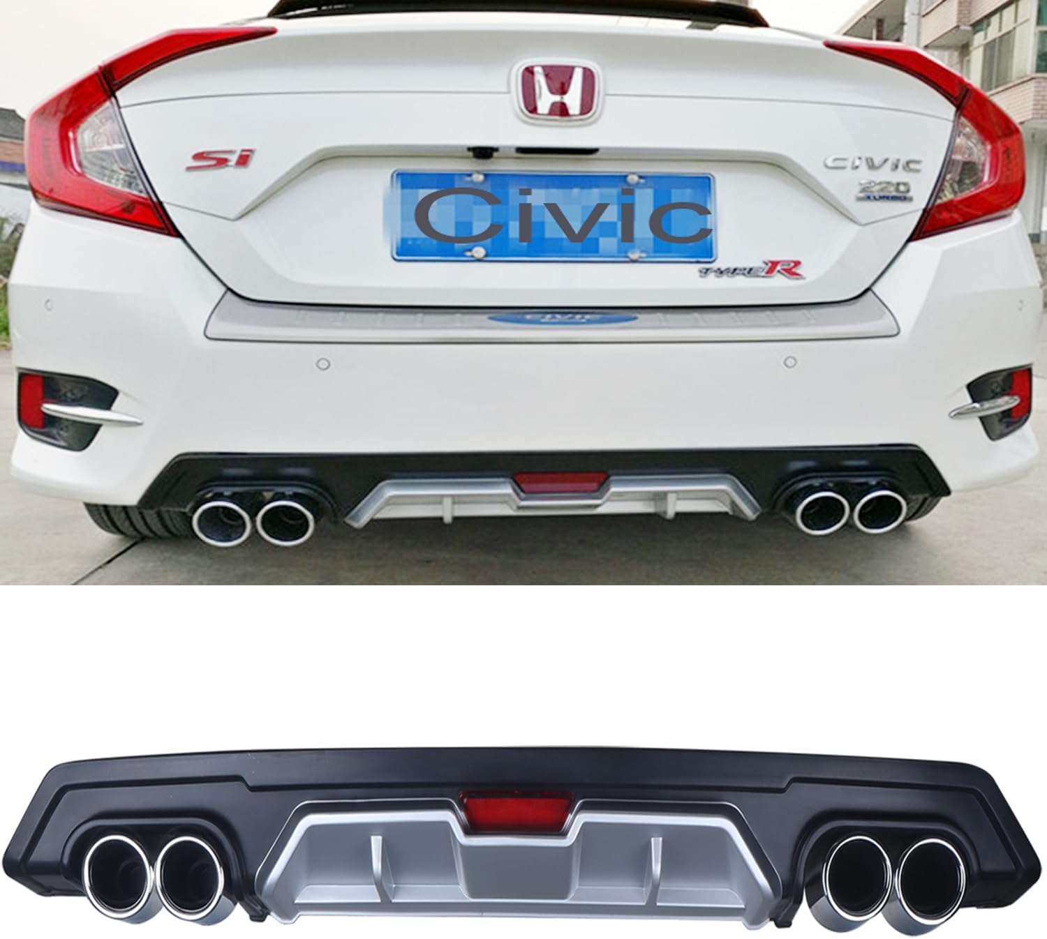 Amazon.com: MUCO Rear Bumper Diffuser Lip with Decorative Exhaust Tips ...