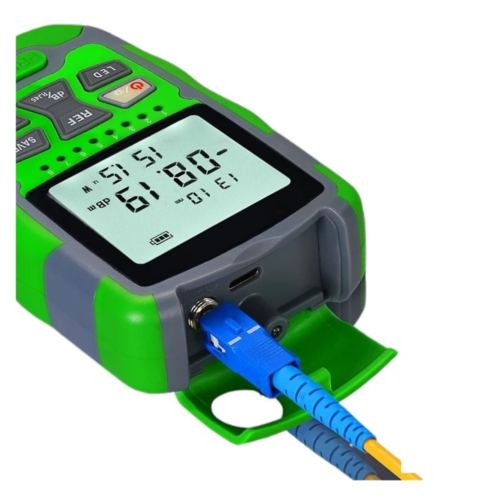 wattmètre optique, testeur de réseau RJ45, voyants LED, câble à fibre FTTH
