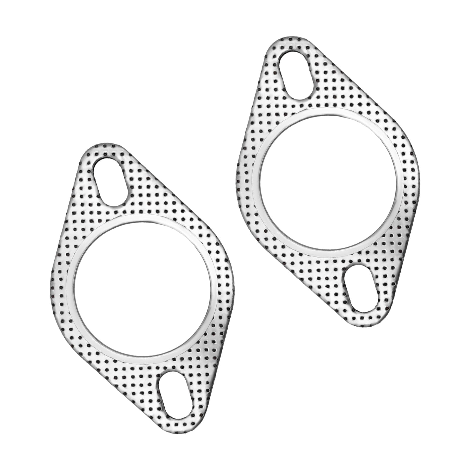 povtii 2 PCS Car Exhaust Gasket, 2.5"×4.1" Stainless Steel High-Temp Resistant Exhaust Gasket Replacement, 2-Bolt Standard Oval Exhaust Flange Gasket for Axleback, Car Accessories (2.5 Inch)