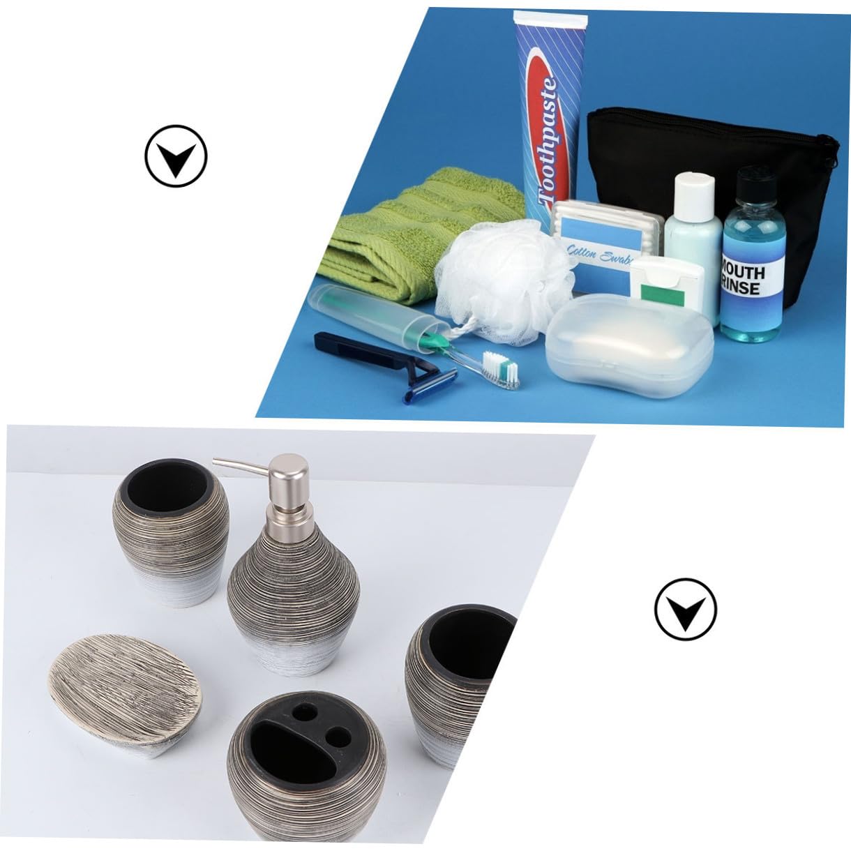 USHOBE 5 Pezzi Set da Bagno in Ceramica Leggero Porta Spazzolini e Portasapone per Bagno e Viaggio