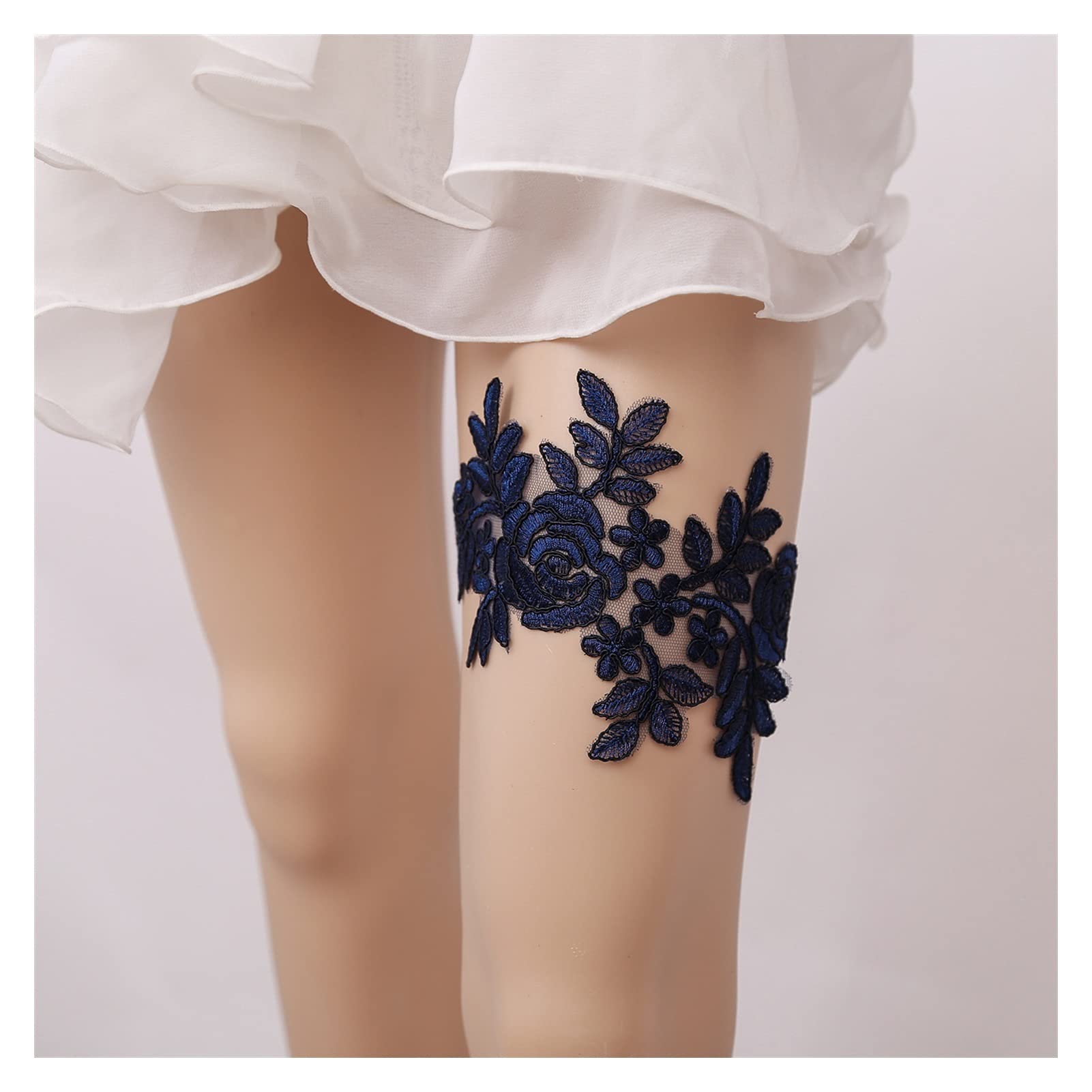 Giarrettiera in Pizzo per Le Donne Regalo per Feste di Addio al Nubilato Giarrettiera per spose (Color : Navy) (Navy) (Navy)