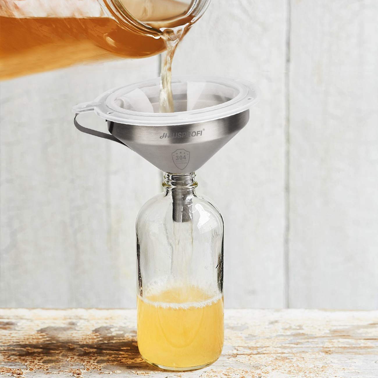 HAUSPROFI Stainless Steel Funnel Set, 3pcs 304 Stainless Steel Kitchen