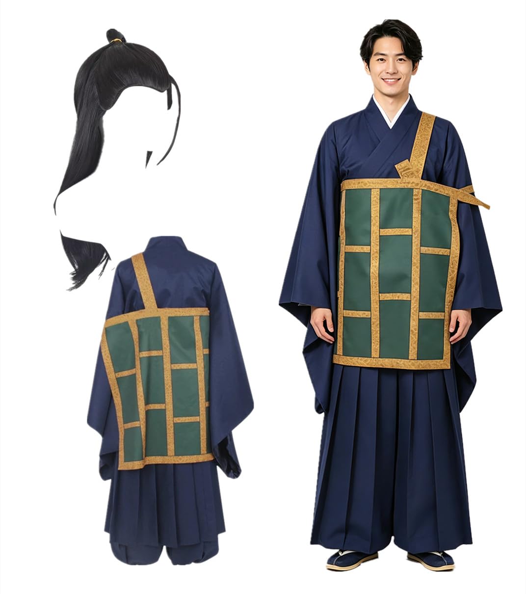USA rozmiar komiksowy kostium cosplay męskie niebieskie kimono i peruka kostium imprezowy
