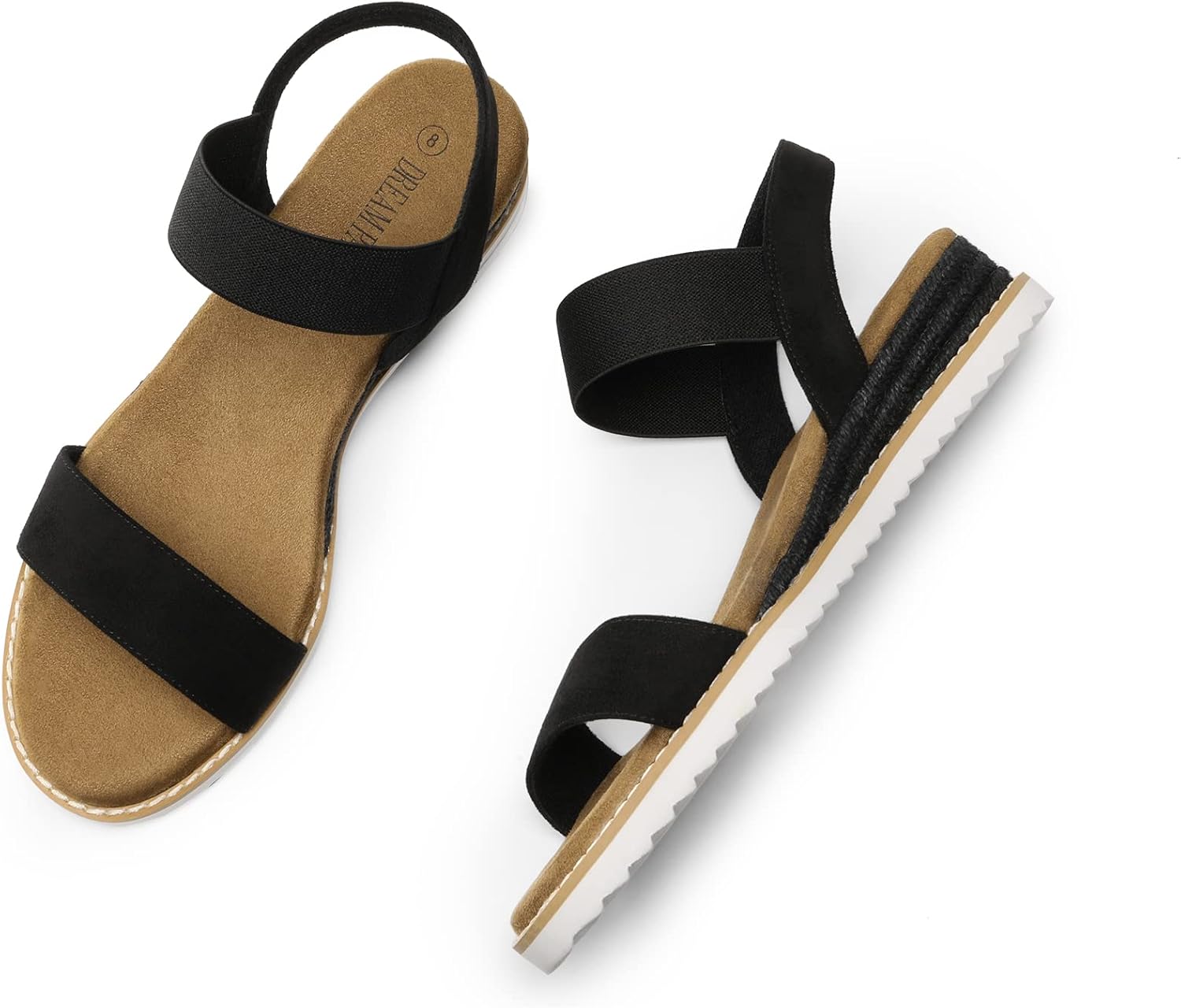 DREAM PAIRS Womens Espadrilles Ankle Stretch Elastic Strap Open Toe Wedges Flats Sandals - Image 4