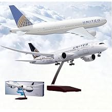 16.9 in 1130 Scale Large Model Airplane United B787 Resin Diecast Airplanes Model with Wheels Model Plane for Collection Color B-787