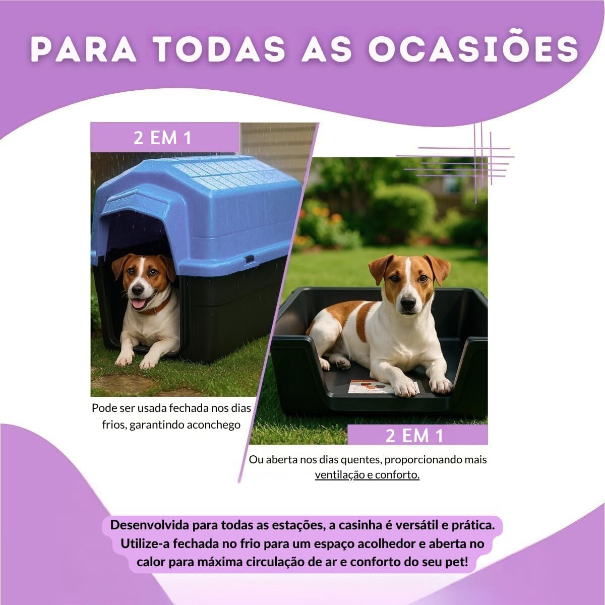 Casinha Plástica Grande Cachorro Grande N5 Uso Externo Interno Caminha | Proteção UV | Raças Pequenas Médias Grandes Até 22kg (Preto)