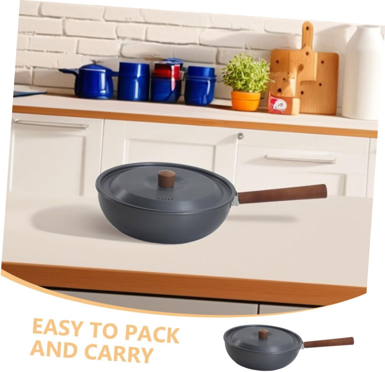 1set Camping Cookware Pot Detachable Portable Frying and Boiling Pot for Outdoor Cooking Lightweight Aluminum Fry Pan Nonstick Coating for Hiking and Picnics