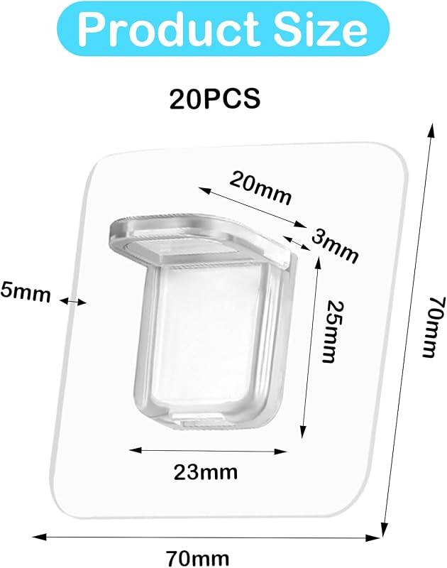 MIHURO 20db Öntapadós Polctartó Konzol 7x7cm Fúrás Nélkül Szekrénybe