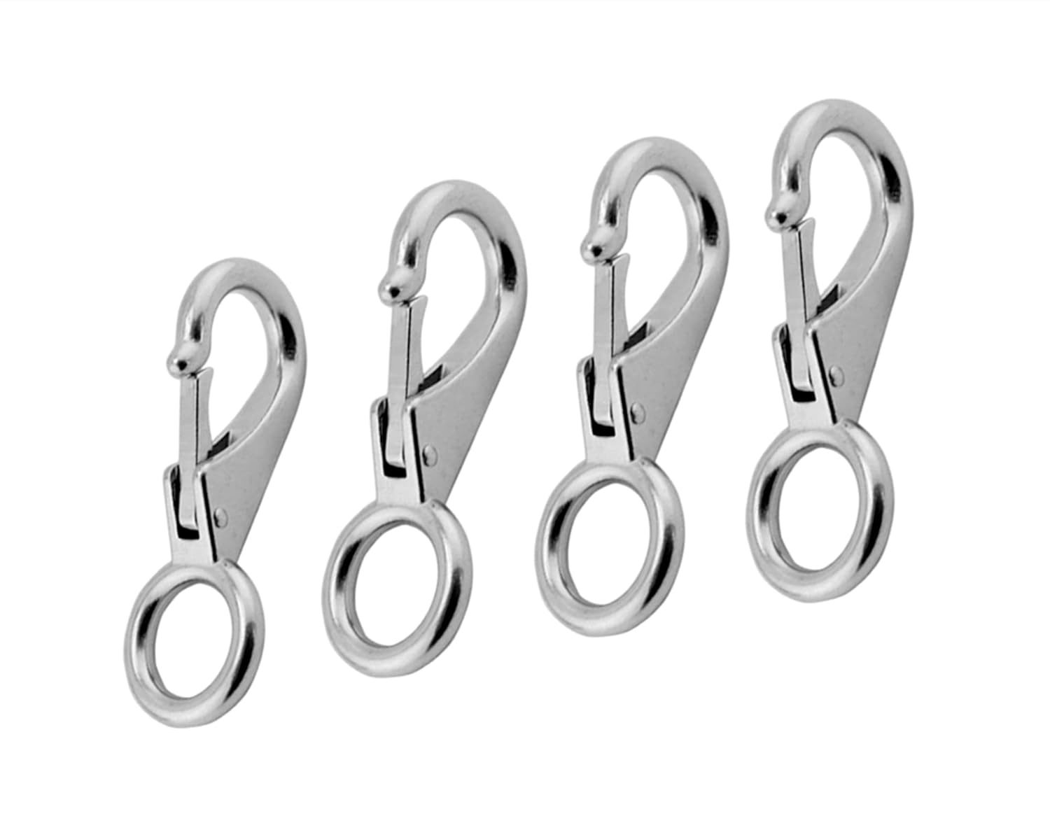 2/4Pcs Multi-Purpose Fixed Spring Snap Hook, Heavy Duty Rigging Hardware Snap Hook 316 Stainless Steel Silver (4, Length:100mm(3#))