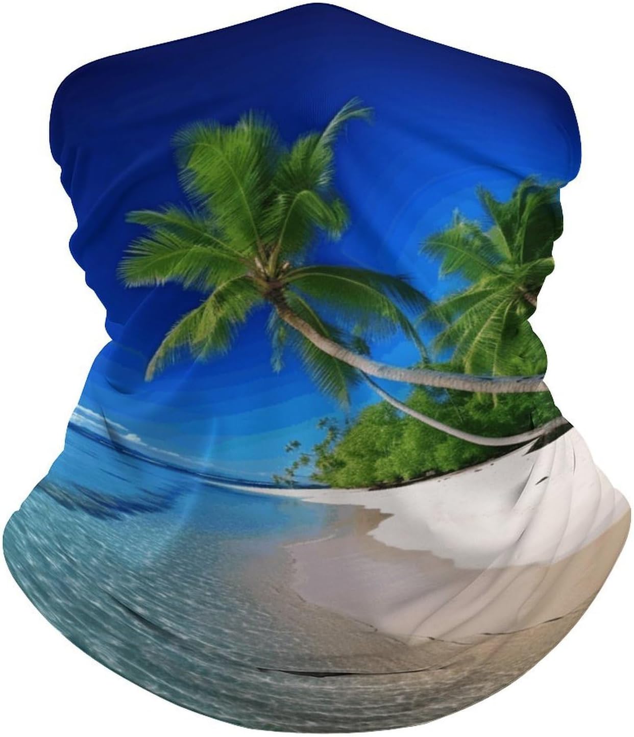 Upf 50+ Fishing Neck Gaiter Breathable Balaclava Half Face Mask Quick Dry Neckscarf Ski Mask Windproof Sea Sky Palm Tree Face Covering for Sun Protection Outdoor