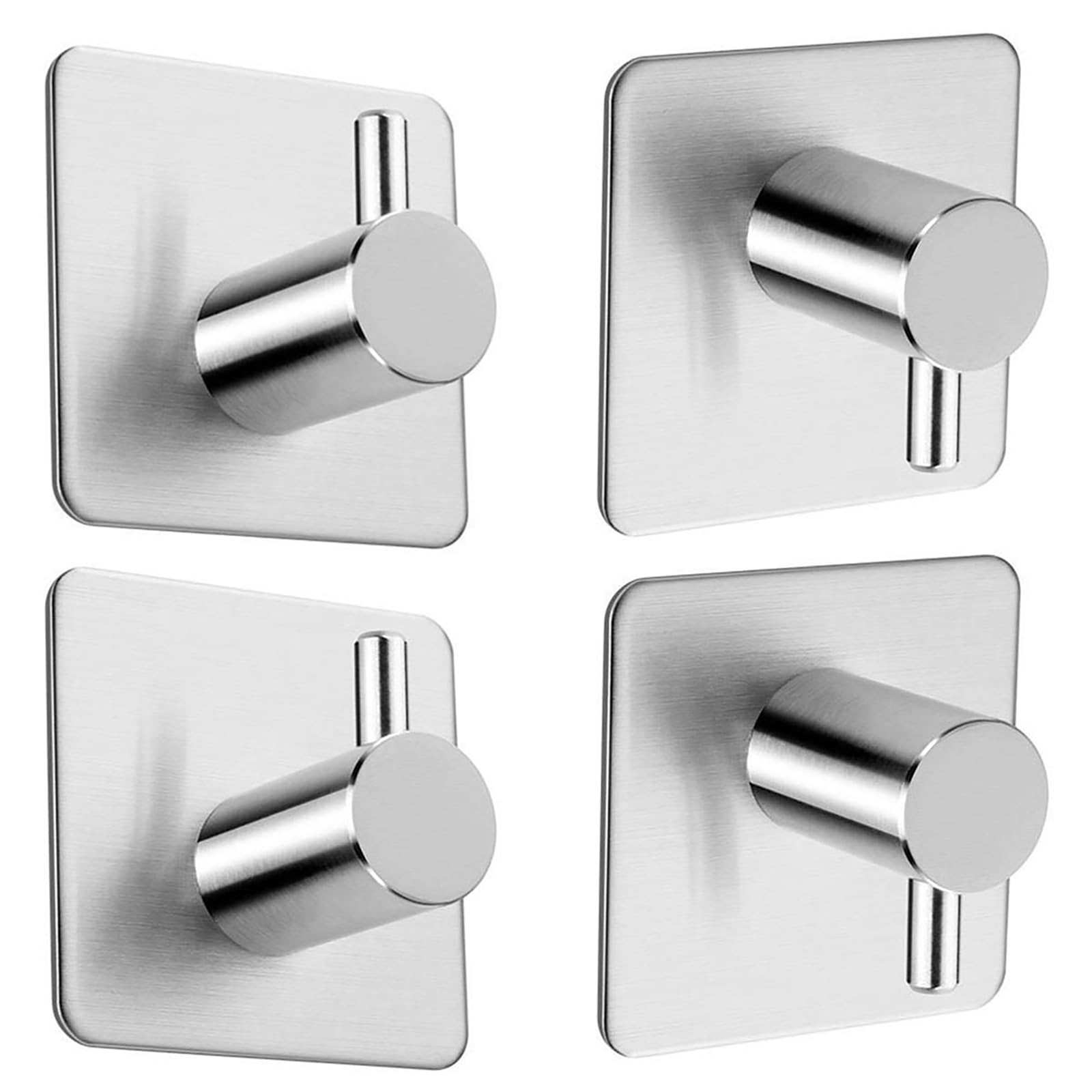 Doetyd 4Pcs 4 Pcs Towel Hooks Self Adhesive Hooks Stainless Towel Hooks Waterproof Hooks For Coat Bathroom Kitchen Wall Door