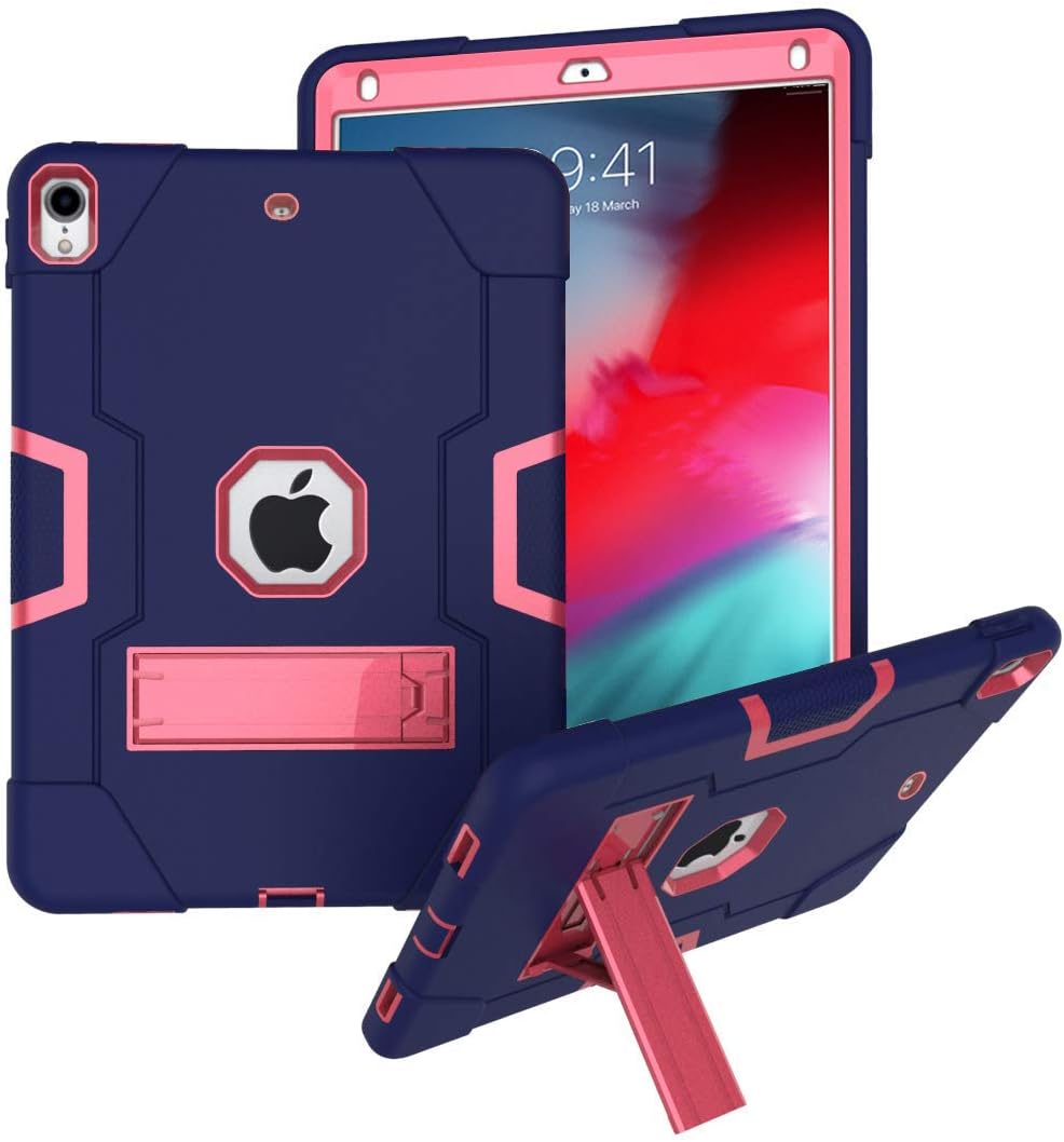 for iPad Air 3 Case 3rd Generation 2019 / iPad Pro 10.5 inch Case, Rugged Kickstand Series - Shockproof Heavy Duty Hybrid Three Layer Armor Defender Kids Child Proof Case Cover - Purple Pink