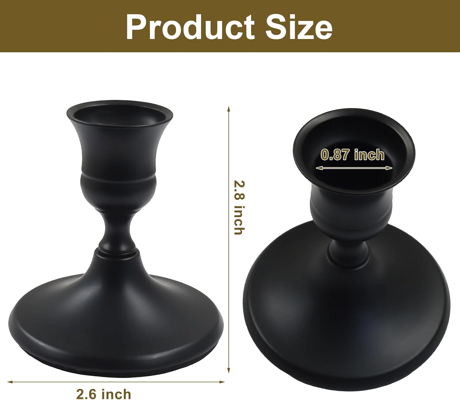 Set of 3 Black Candlestick Candle Holders