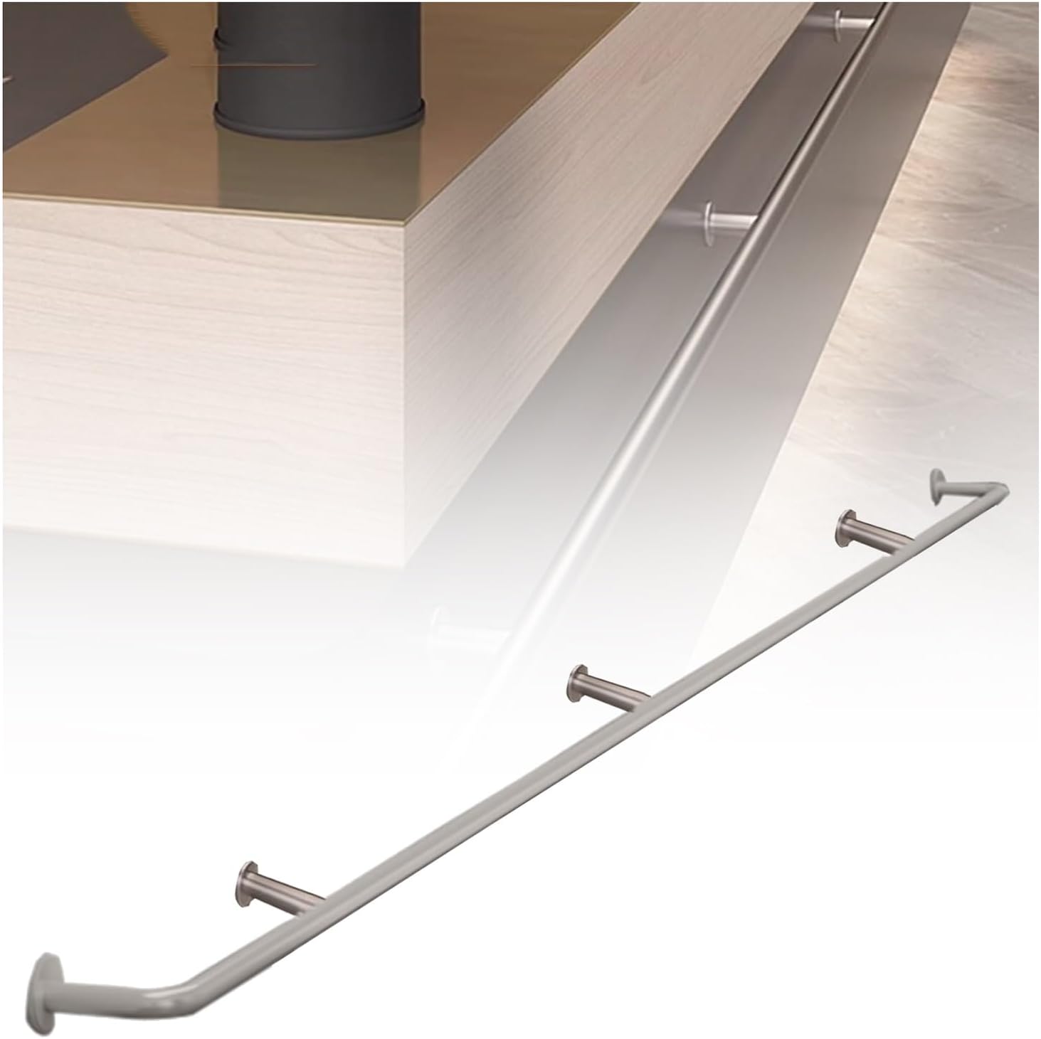 Heavy-Duty Stainless Steel Hand Rail Brackets for Stairs - Wall-Mounted Foot Rail Kit - 150kg Load Capacity - 210cm Durable Railing System with Connector Caps - Safe & Secure Stair Safety Solution