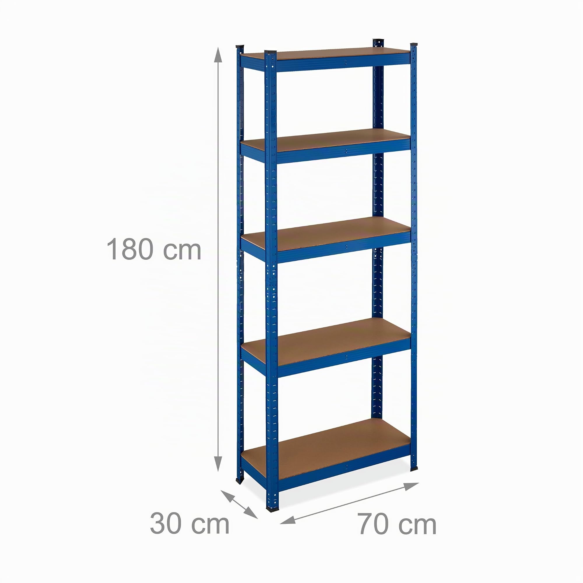 Relaxdays Estantería Metálica Cargas Pesadas, 180x70x30 cm, hasta 500 kg, 5 Baldas, para Sótano o Trastero, Acero, Azul