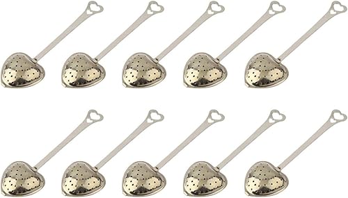 Nuevo 10 unids en forma de corazón infusor de té cuchara colador acero inoxidable mango más empinado ducha FBA