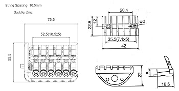 Amazon.com: Guyker 6 String Saddle Headless Guitar Bridge