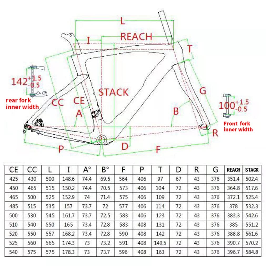 HIMALO Full Carbon Road Bike Frameset Disc Brake Bike Frame Thru Axle 100/142mm Internal Routing Frame 43/46.5/50/51.5/53/54/55/56/cm Black(55cm)