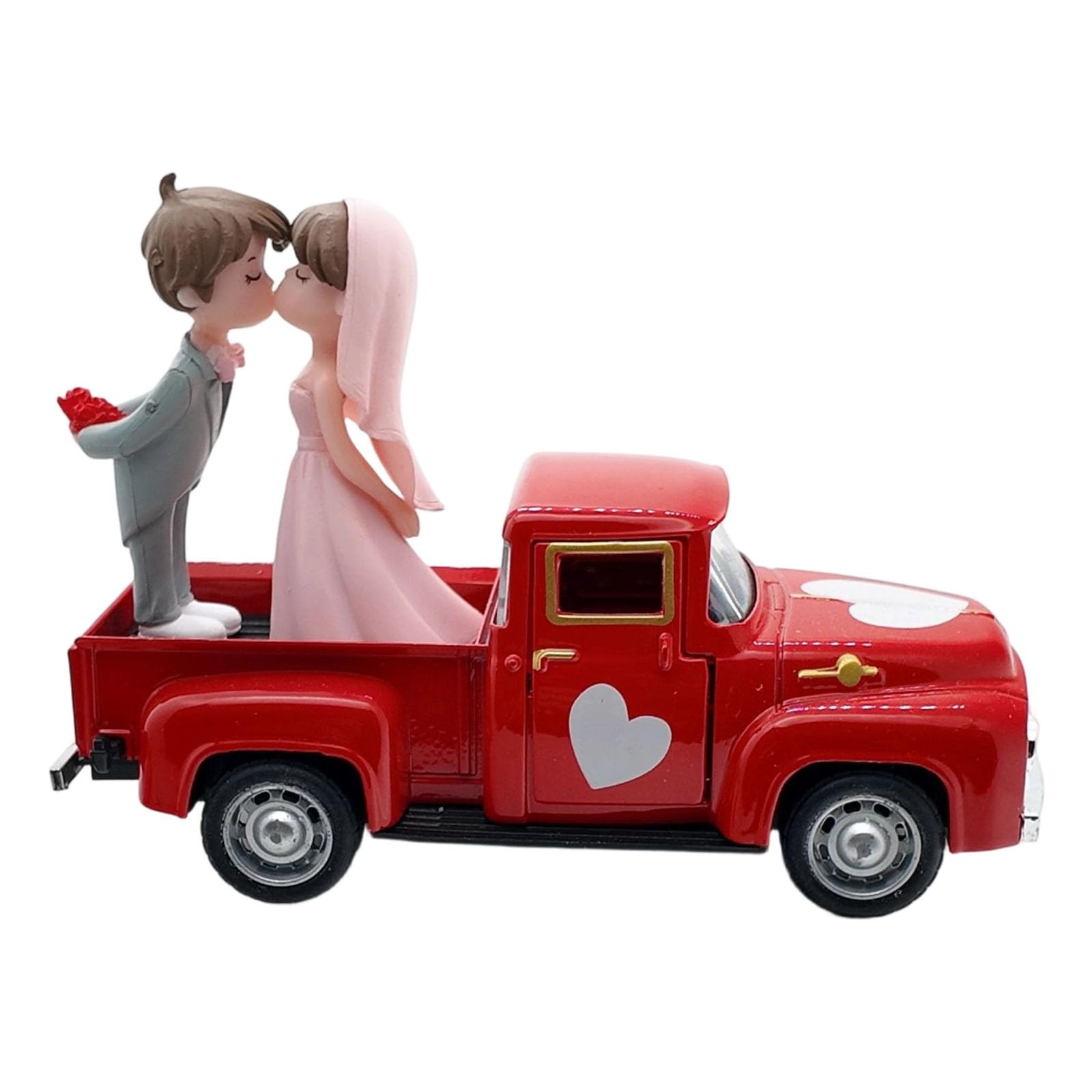 our fave Pull Back Miniature Truck Model Wedding Anniversary Ornament with Bride and Groom Figurines Cake Toppers Decoration Gift Pickup Truck Decors